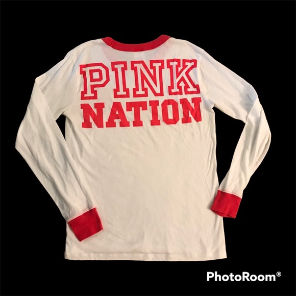 Victorias Secret Pink Nation Long Sleeve T-Shirt Size Small EUC - Picture 2 of 4